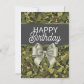 Carte d'Anniversaire pour Camo Vert et Bow (Devant)