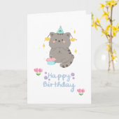 Carte d'anniversaire pour chat (Fleur jaune)