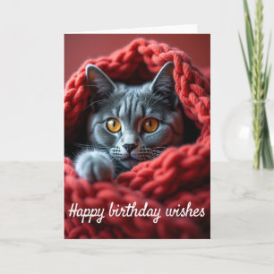 Carte d'anniversaire pour chat confortable