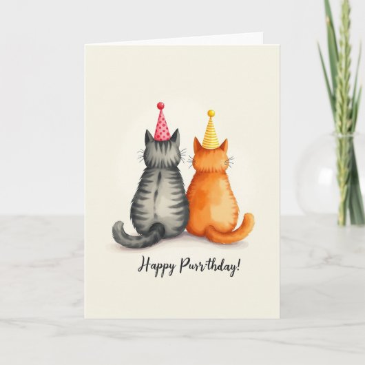 Carte d'anniversaire pour chat de fête (Devant)
