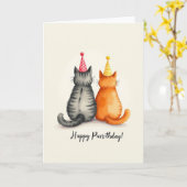 Carte d'anniversaire pour chat de fête (Fleur jaune)