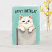Carte d'anniversaire pour chat dodu (Fleur jaune)