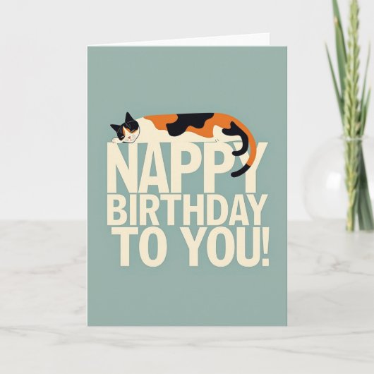 Carte d'anniversaire pour chat endormi (Devant)