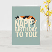 Carte d'anniversaire pour chat endormi (Fleur jaune)