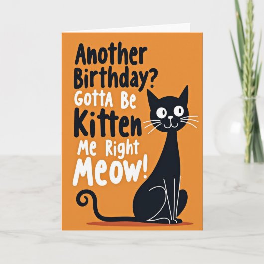 Carte d'anniversaire pour chat espiègle (Devant)
