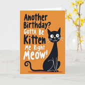 Carte d'anniversaire pour chat espiègle (Fleur jaune)