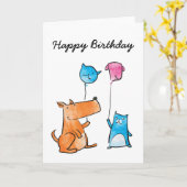 Carte d'anniversaire pour chat et chien (Fleur jaune)