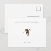 Carte d'anniversaire pour chat et oiseau drôle. (Devant / Derrière)