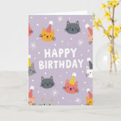 Carte d'anniversaire pour chat lavande (Fleur jaune)