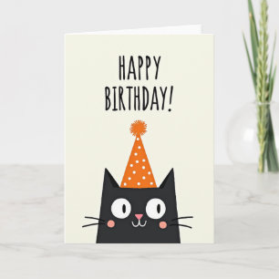 Carte d'anniversaire pour chat noir mignonne