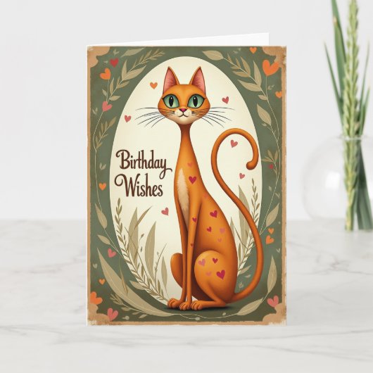 Carte d'anniversaire pour chat orange doux (Devant)