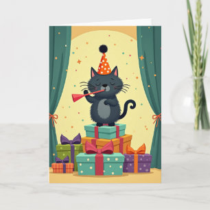 Carte d'anniversaire pour chat rideau