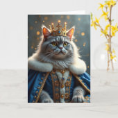 Carte d'anniversaire pour chat royal (Fleur jaune)