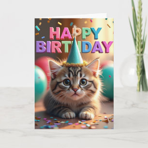 Carte d'anniversaire pour chat tigré