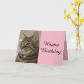 Carte d'anniversaire pour chat tigré (Fleur jaune)