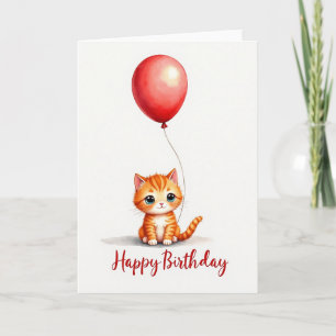 Carte d'anniversaire pour chat tigré orange
