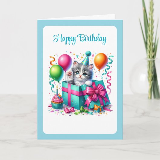 Carte d'anniversaire pour chaton (Devant)