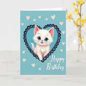 Carte d'anniversaire pour chaton doux (Fleur jaune)