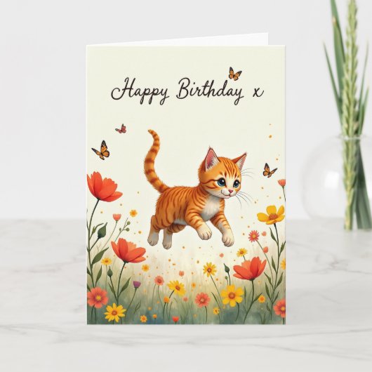 Carte d'anniversaire pour chaton rayé (Devant)