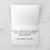 Carte d'anniversaire pour chats amusants (grande i (Intérieur)