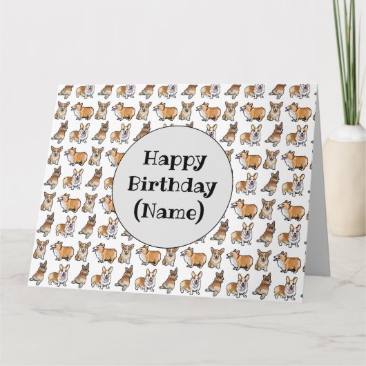 Carte d'anniversaire pour chien Corgi (Devant)