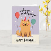 Carte d'anniversaire pour chien de célébration (Fleur jaune)