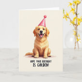 Carte d'anniversaire pour chien doré (Fleur jaune)
