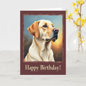 Carte d'anniversaire pour chien doré joyeux (Fleur jaune)