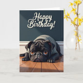 Carte d'anniversaire pour chien gentil (Fleur jaune)
