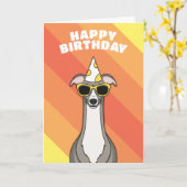 Carte d'anniversaire pour chien Greyhound (Fleur jaune)