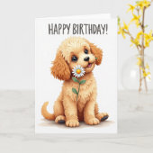 Carte d'anniversaire pour chien innocent (Fleur jaune)