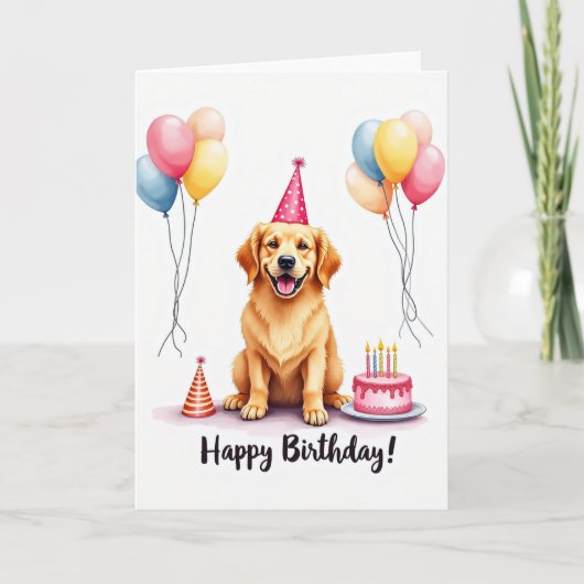 Carte d'anniversaire pour chien joyeux (Devant)