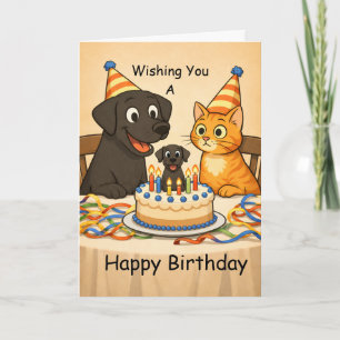 Carte d'anniversaire pour chien labrador noir et c