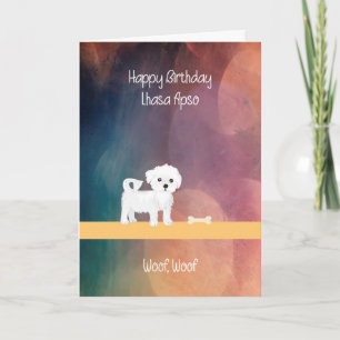 Carte d'anniversaire pour chien Lhasa Apso