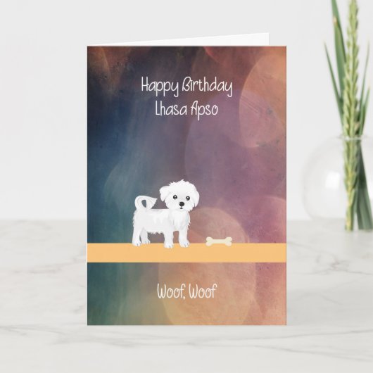 Carte d'anniversaire pour chien Lhasa Apso (Devant)