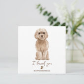 Carte d'anniversaire pour chien maman Cavapoo beig (Debout devant)
