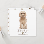 Carte d'anniversaire pour chien maman Cavapoo beig (Devant/Arrière en situation)