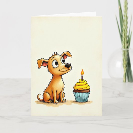 Carte d'anniversaire pour chien mignon (Devant)