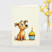 Carte d'anniversaire pour chien mignon (Fleur jaune)