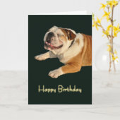 Carte d'anniversaire pour chien-taureau souriant (Fleur jaune)