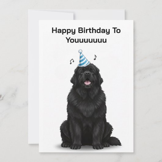 Carte d'anniversaire pour chien Terre-Neuve Joyeux (Devant)