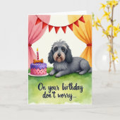 Carte d'anniversaire pour chiens mignons (Fleur jaune)