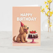 Carte d'anniversaire pour chiot festif (Fleur jaune)