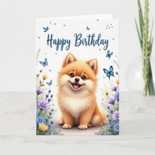 Carte d'anniversaire pour chiot heureux