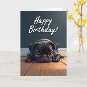 Carte d'anniversaire pour chiot innocent (Fleur jaune)
