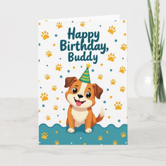 Carte d'anniversaire pour chiot vibrant (Devant)