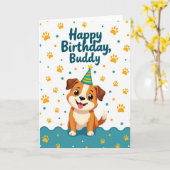 Carte d'anniversaire pour chiot vibrant (Fleur jaune)