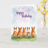 Carte d'anniversaire pour chiots mignons (Fleur jaune)