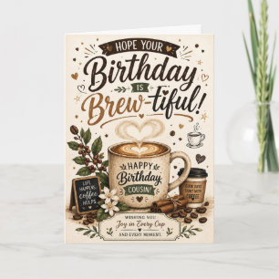 Carte d'anniversaire pour cousin amateur de café