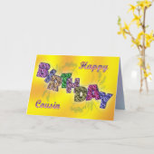 Carte d'anniversaire pour cousin avec texte floral (Fleur jaune)